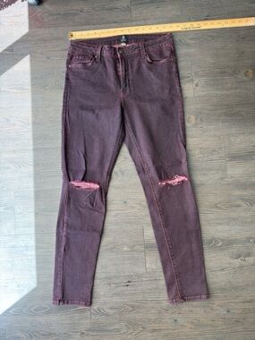 Just Black Maroon Denim with Knee Distressing